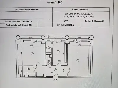 Schiță plan apartament de vanzare in Sector 4 Bucuresti
